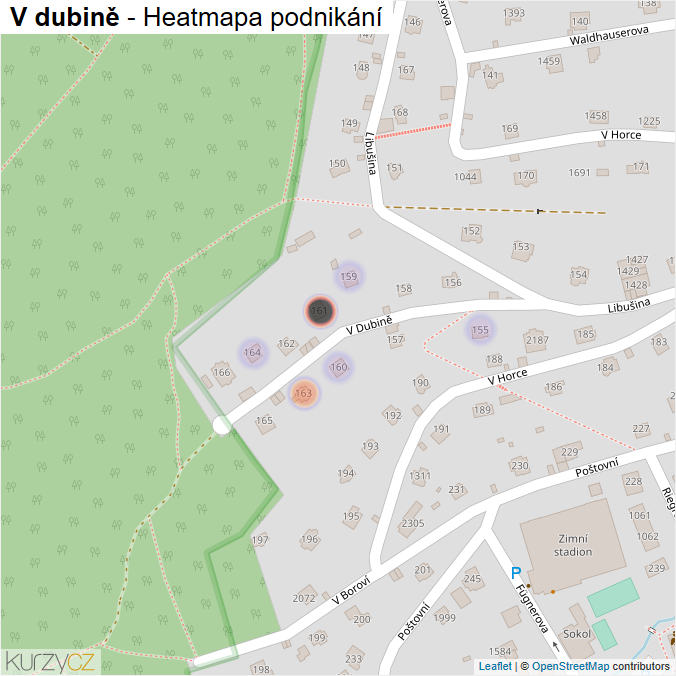 Mapa V dubině - Firmy v ulici.
