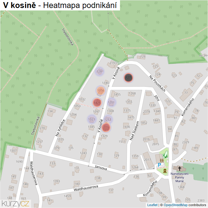 Mapa V kosině - Firmy v ulici.