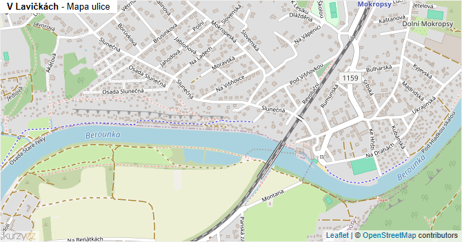 V Lavičkách - mapa ulice