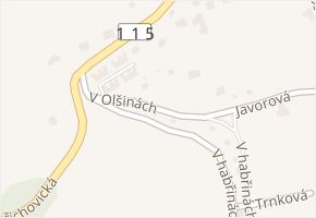 V Olšinách v obci Černošice - mapa ulice