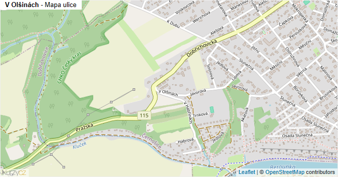 V Olšinách - mapa ulice