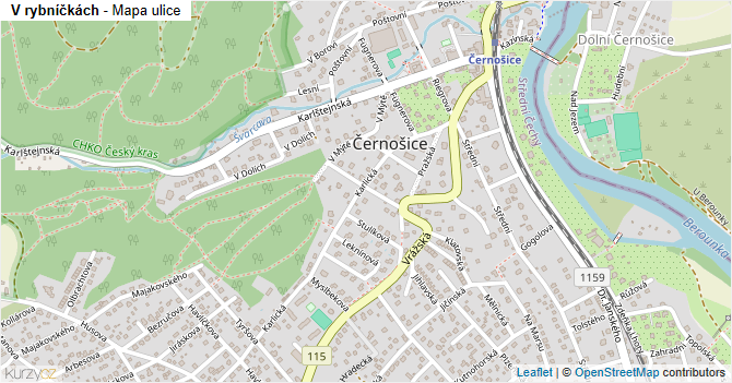 V rybníčkách - mapa ulice
