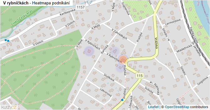 V rybníčkách - mapa podnikání