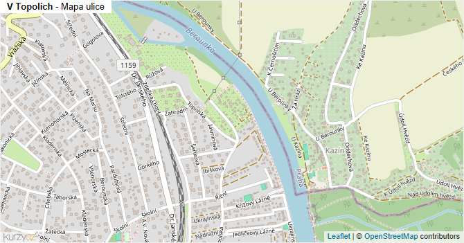 V Topolích - mapa ulice