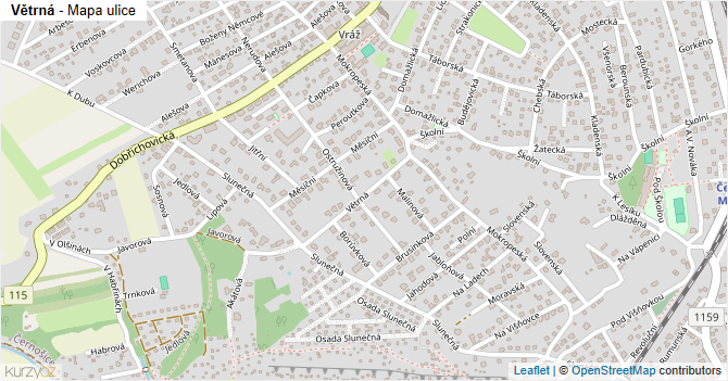 Větrná - mapa ulice