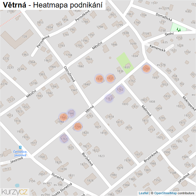 Mapa Větrná - Firmy v ulici.
