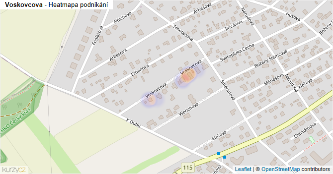 Voskovcova - mapa podnikání