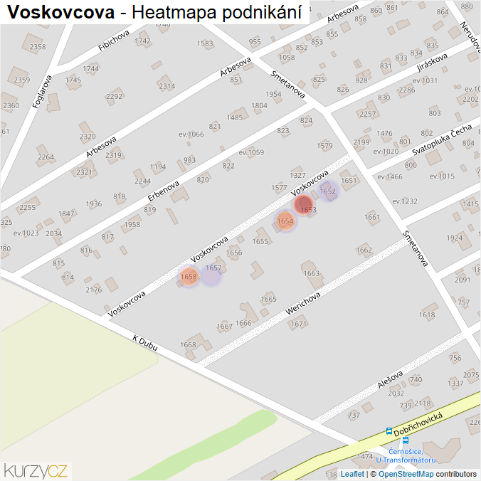 Mapa Voskovcova - Firmy v ulici.