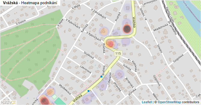 Vrážská - mapa podnikání