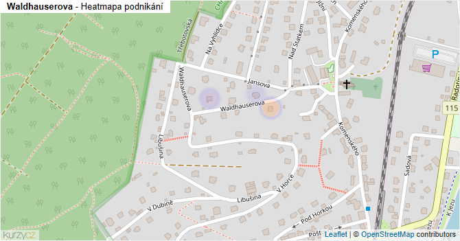 Waldhauserova - mapa podnikání