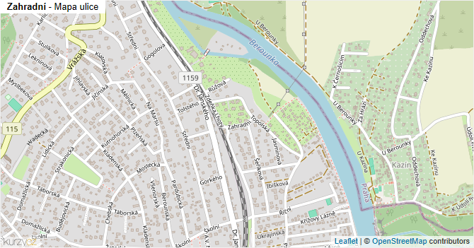 Zahradní - mapa ulice