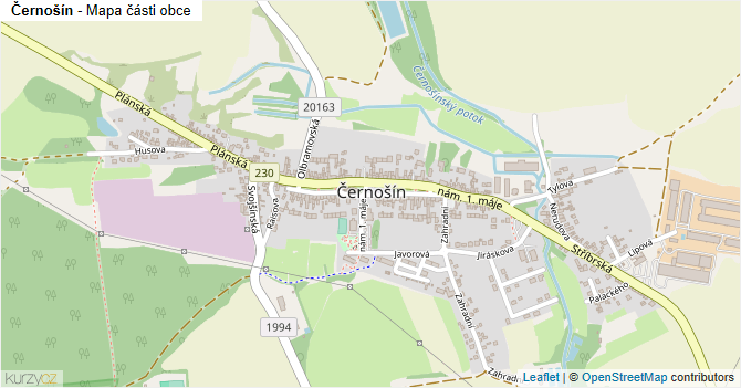 Černošín - mapa části obce