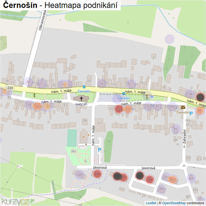 Mapa Černošín - Firmy v části obce.