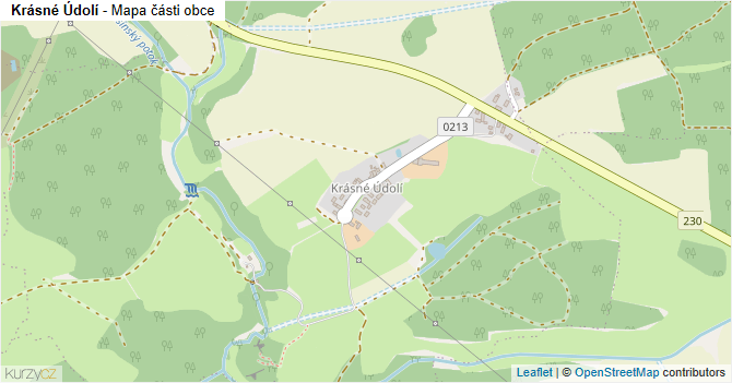 Krásné Údolí - mapa části obce