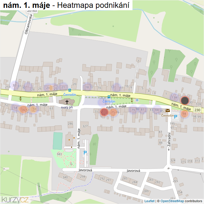 Mapa nám. 1. máje - Firmy v ulici.