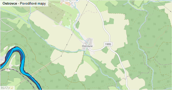 Ostrovce - záplavové mapy stoleté vody