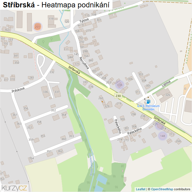 Mapa Stříbrská - Firmy v ulici.