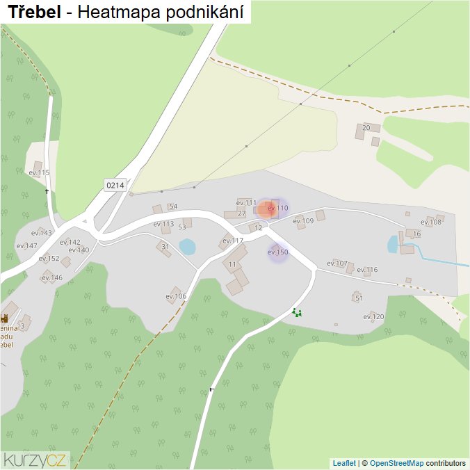 Mapa Třebel - Firmy v části obce.