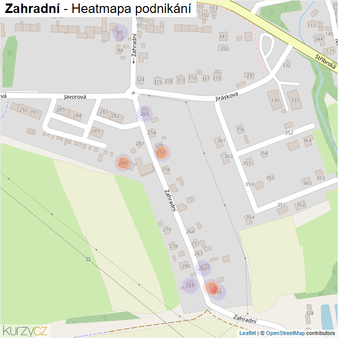 Mapa Zahradní - Firmy v ulici.