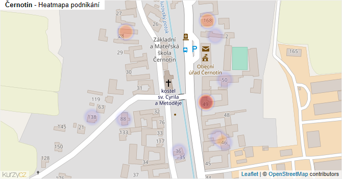 Černotín - mapa podnikání