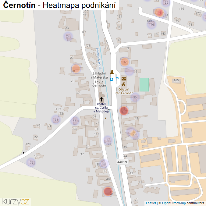 Mapa Černotín - Firmy v části obce.