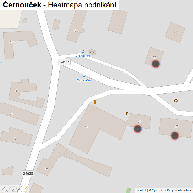 Mapa Černouček - Firmy v obci.