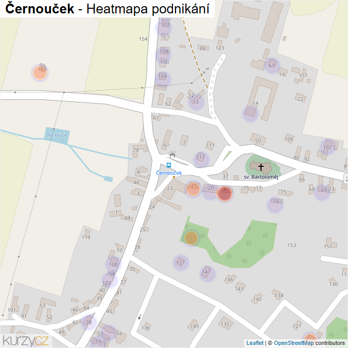 Mapa Černouček - Firmy v části obce.