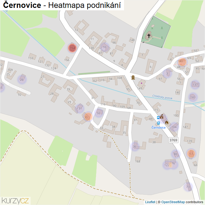 Mapa Černovice - Firmy v části obce.