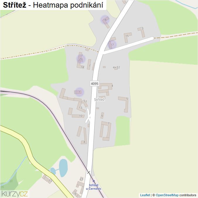 Mapa Střítež - Firmy v části obce.