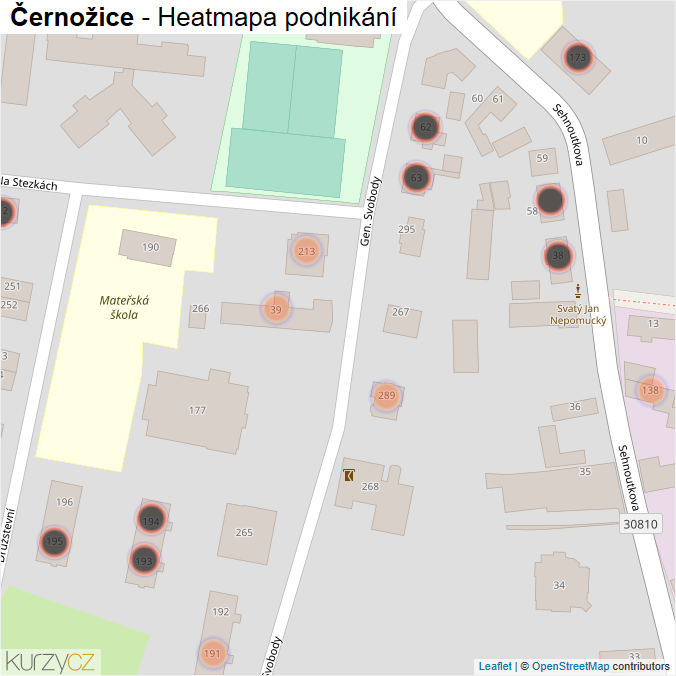Mapa Černožice - Firmy v obci.
