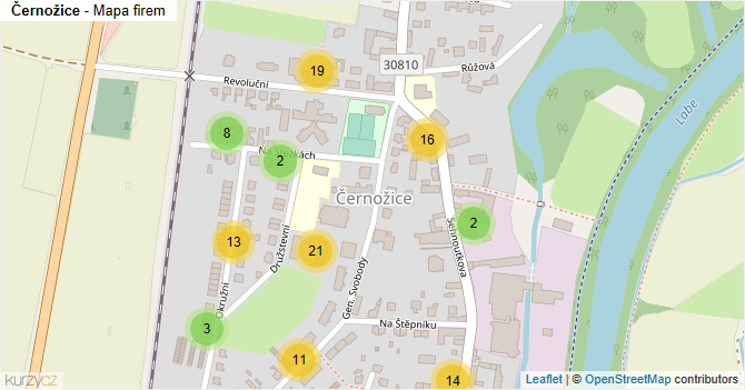 Černožice - mapa firem