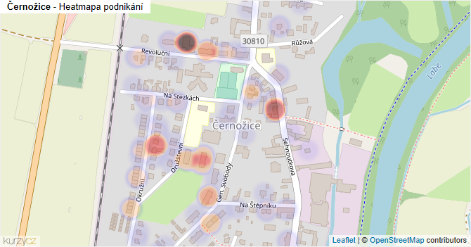 Černožice - mapa podnikání