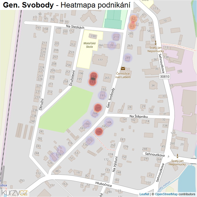 Mapa Gen. Svobody - Firmy v ulici.