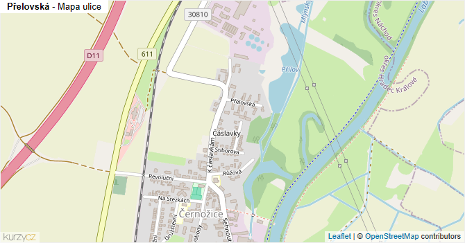 Přelovská - mapa ulice