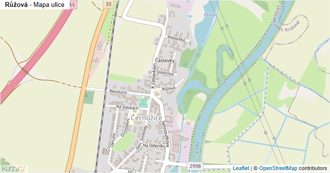 Růžová - mapa ulice
