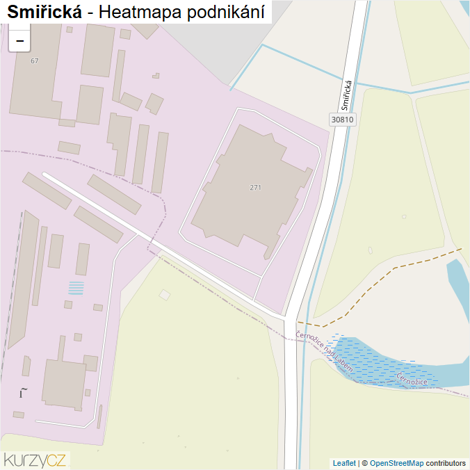 Mapa Smiřická - Firmy v ulici.