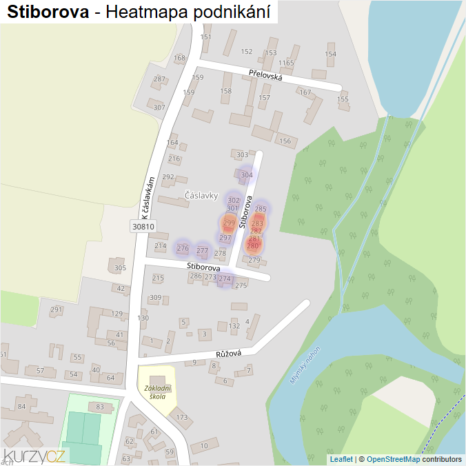 Mapa Stiborova - Firmy v ulici.