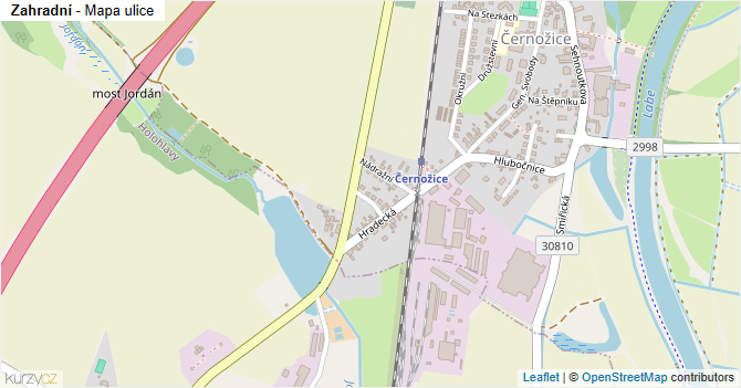 Zahradní - mapa ulice