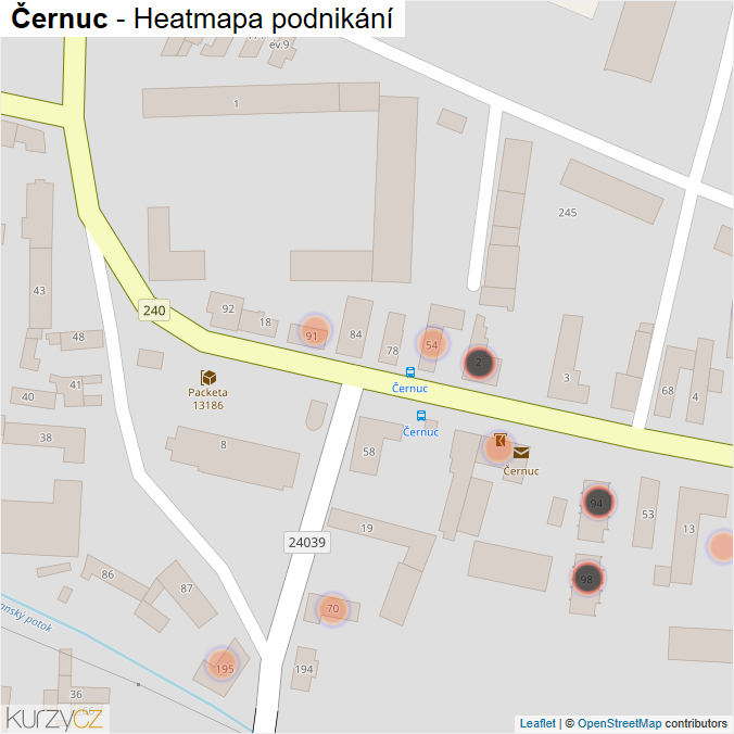 Mapa Černuc - Firmy v obci.