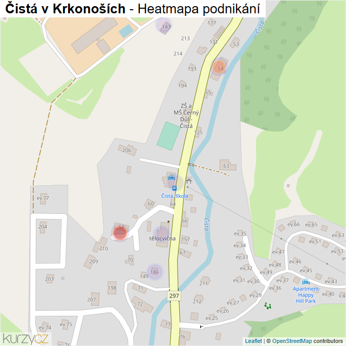 Mapa Čistá v Krkonoších - Firmy v části obce.