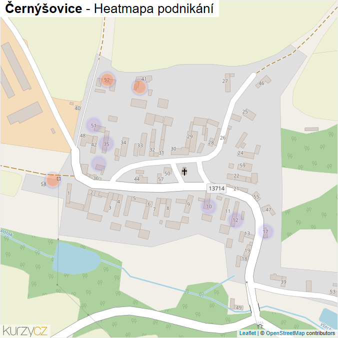 Mapa Černýšovice - Firmy v části obce.