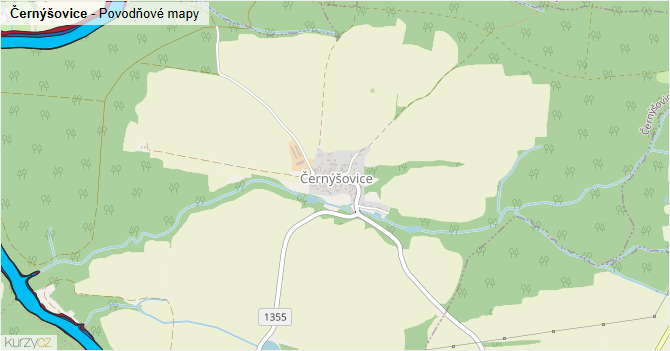 Černýšovice - záplavové mapy stoleté vody
