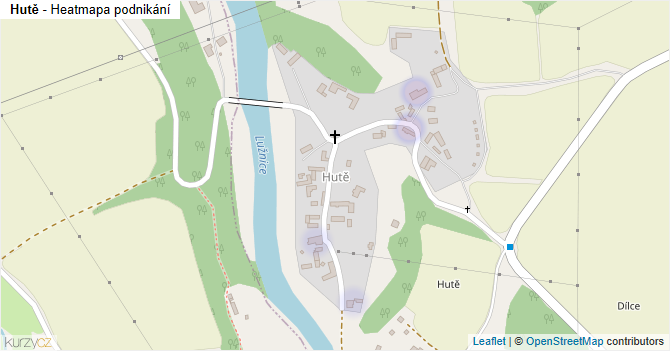 Hutě - mapa podnikání
