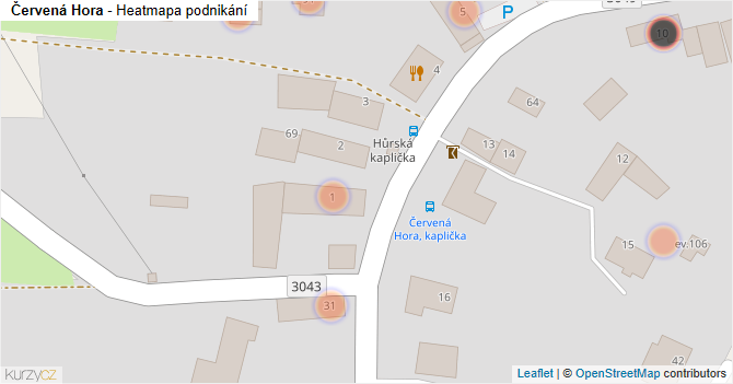 Červená Hora - mapa podnikání