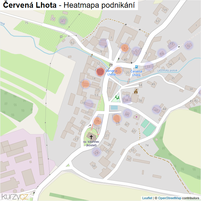 Mapa Červená Lhota - Firmy v části obce.