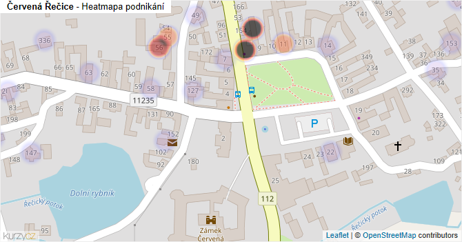 Červená Řečice - mapa podnikání