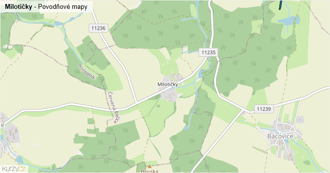 Milotičky - záplavové mapy stoleté vody