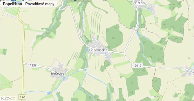 Popelištná - záplavové mapy stoleté vody
