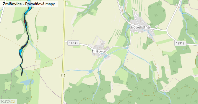 Zmišovice - záplavové mapy stoleté vody