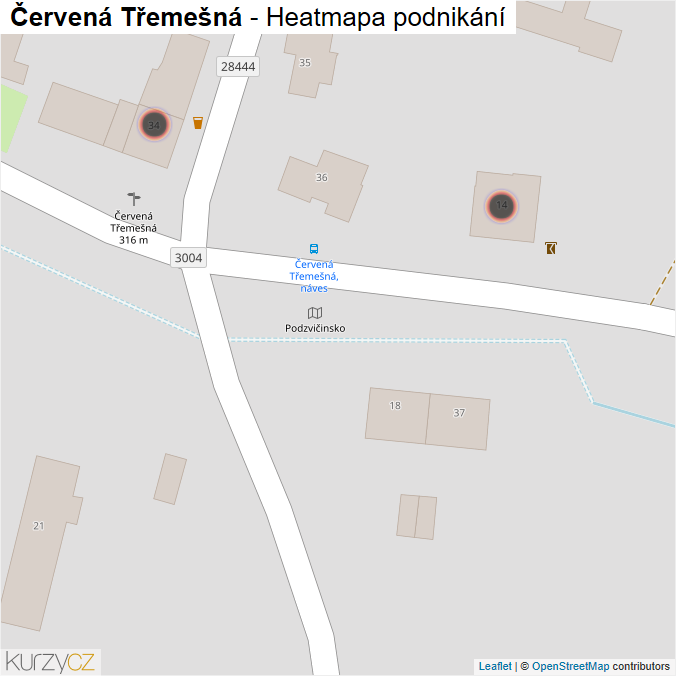 Mapa Červená Třemešná - Firmy v obci.